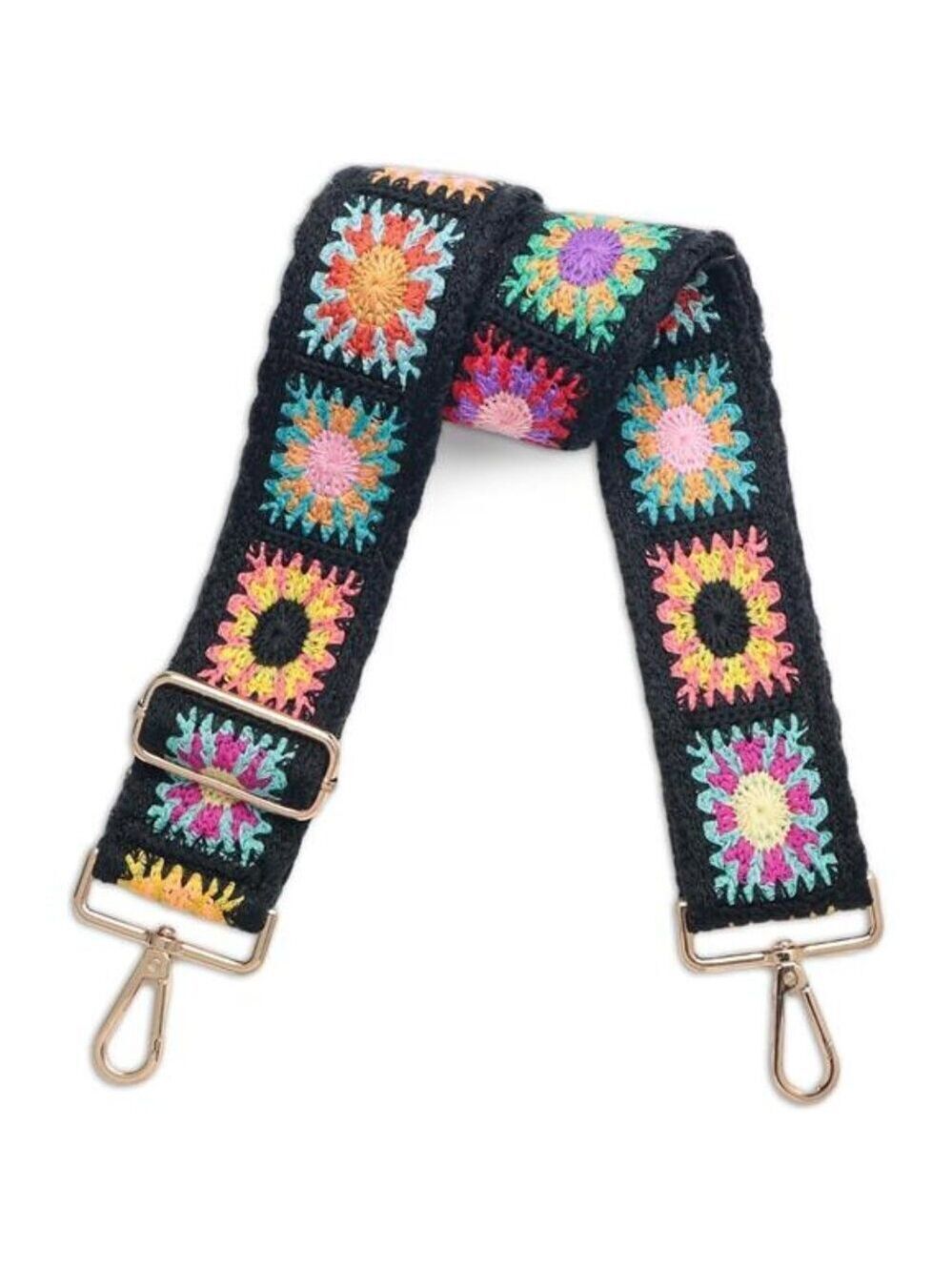 Wide Purse Straps Crochet Flower Replacement Crossbody for Handbag